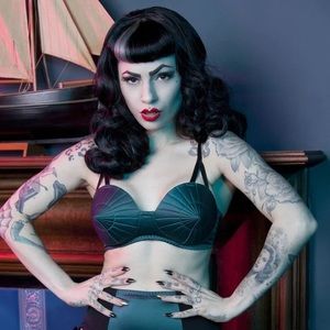 Bettie Page Teal Retro Futuristic Bullet Bra (size XS)